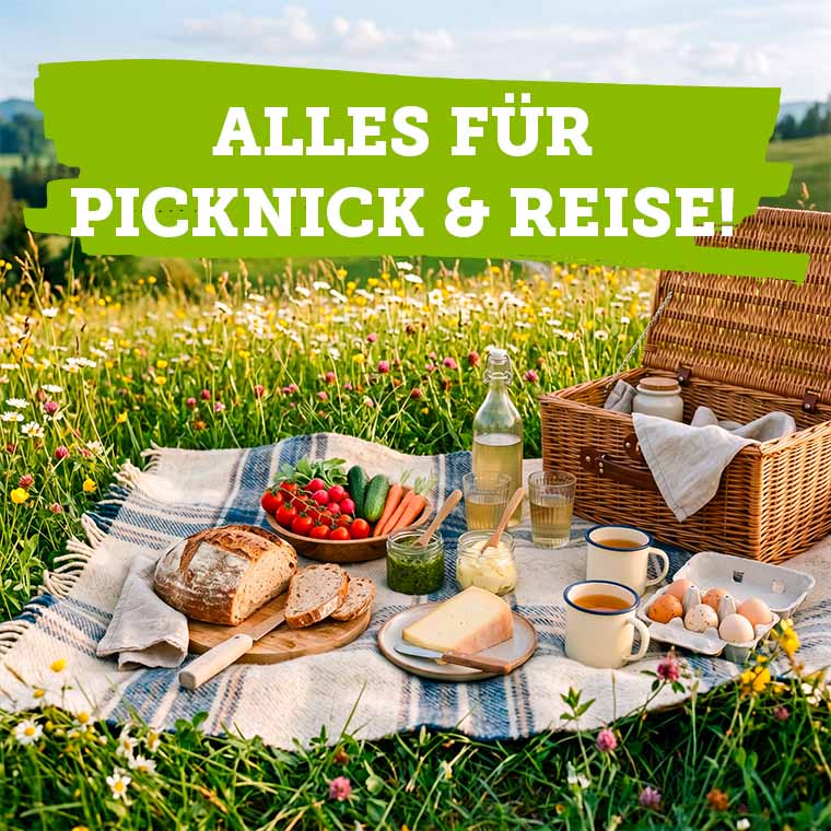 Bio-Produkte für Picknick und Reise