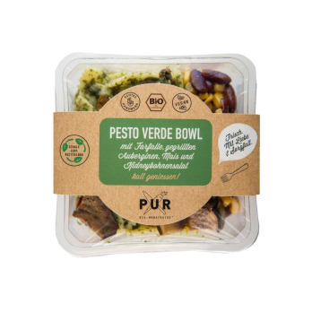 Pesto Verde Bowl Farfalle, gegril.  Aubergine to go